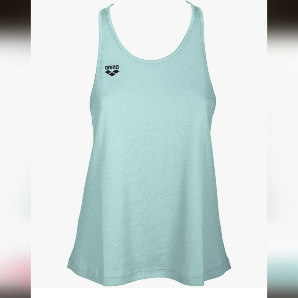 NWT Arena Women's Workout Gym Tank Large Blue " Frozen " Channel Flow